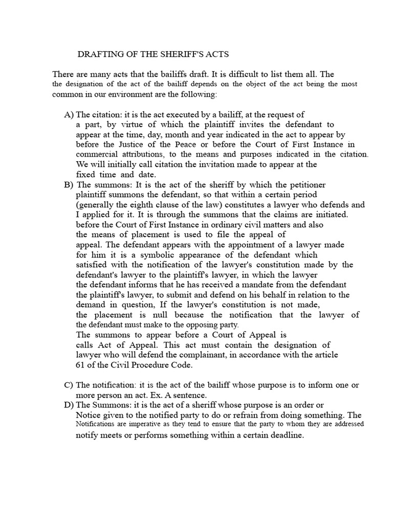 Drafting of The Sheriff's Acts | PDF | Summons | Public Sphere