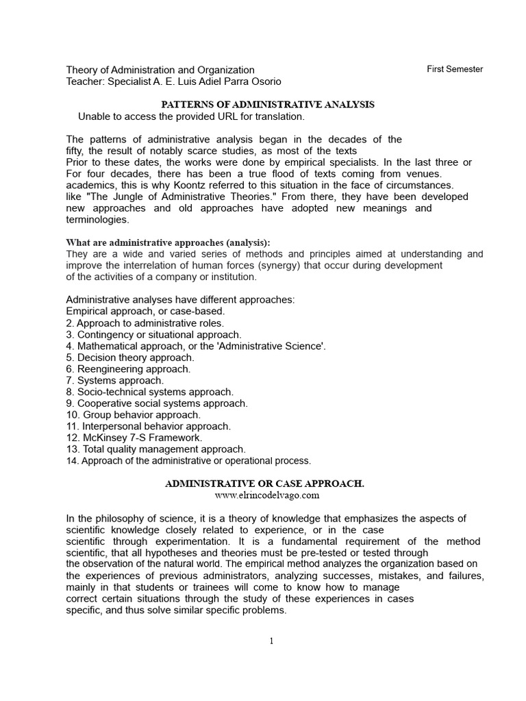 Administrative Analysis Approaches Explained | PDF | Knowledge | Experience