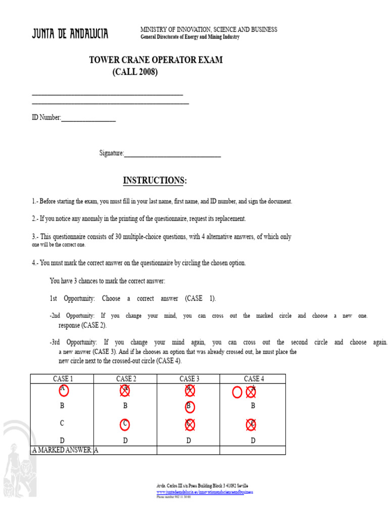 2008 Exam and Answer Template - Tower Crane Operator | PDF | Crane ...