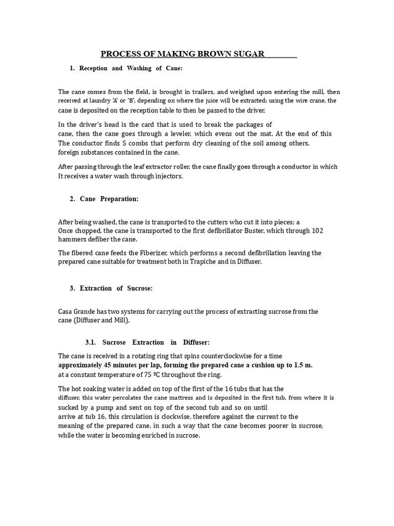 Brown Sugar Production Process Overview | PDF | Crystallization | Sugarcane