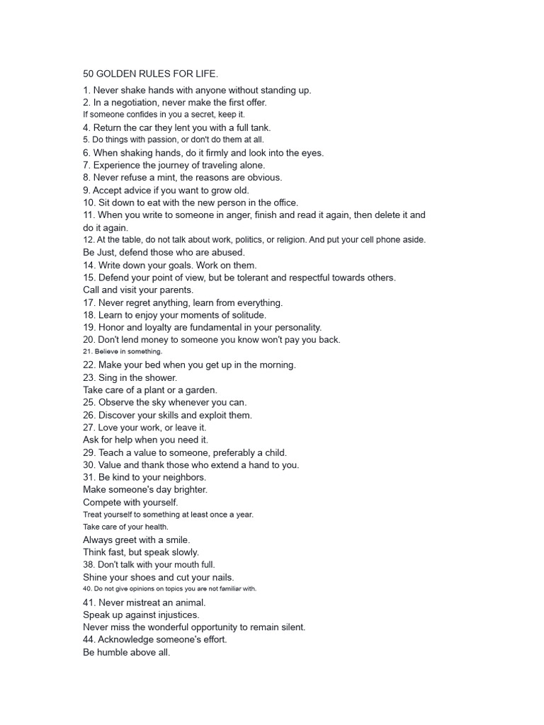 50 Essential Life Rules for Success | PDF