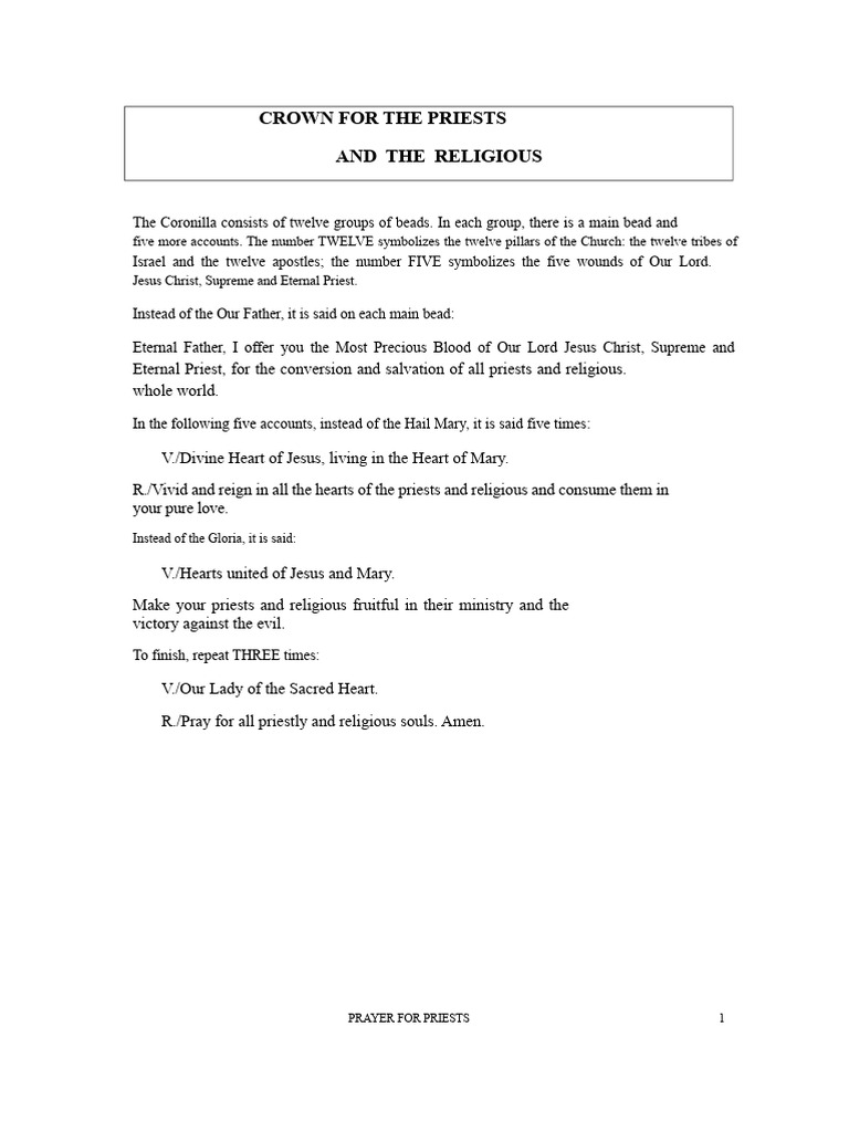 Prayers for Priests and Religious Souls | PDF | God The Father | Prayer