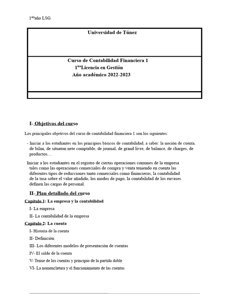 Curso de Contabilidad Financiera 1 | PDF | Contabilidad | Estado financiero