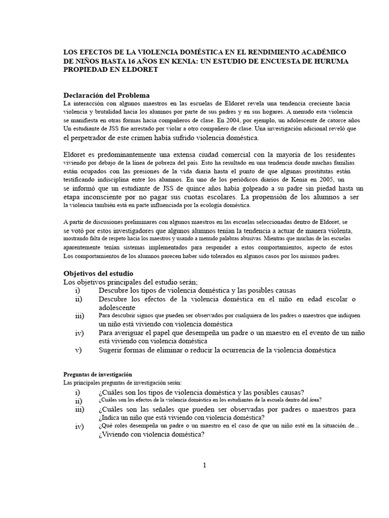 Los Efectos de La Violencia Doméstica en El Rendimiento Académico de ...