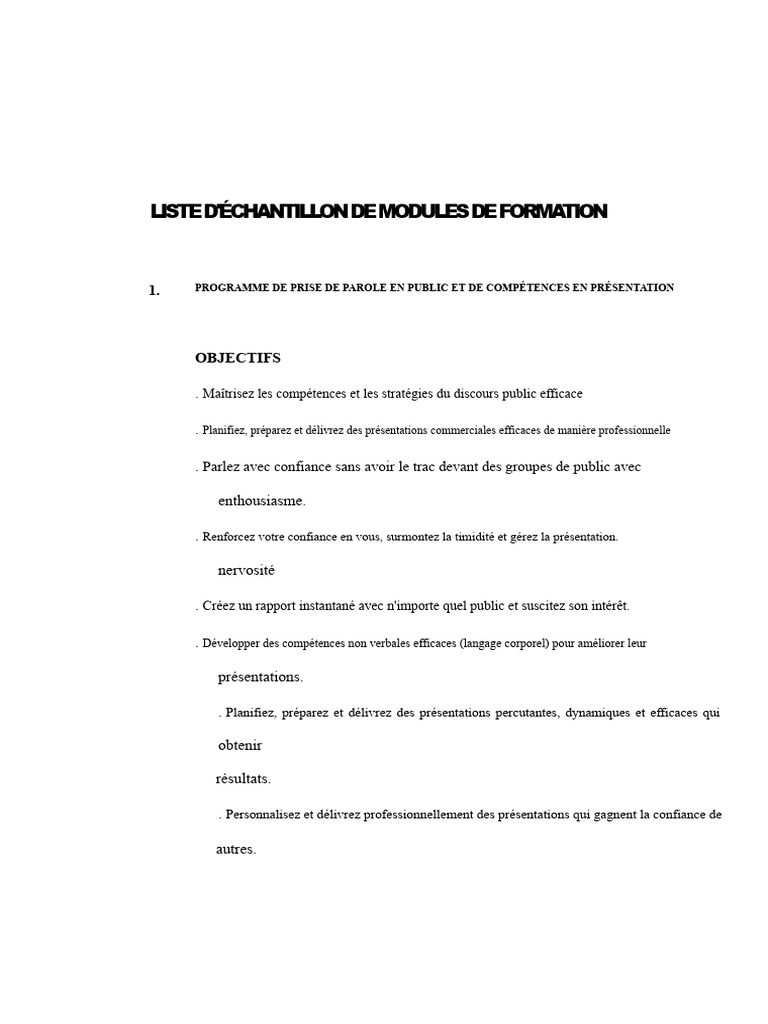 Exemples de Modules de Formation | PDF | Gestion de la relation client ...