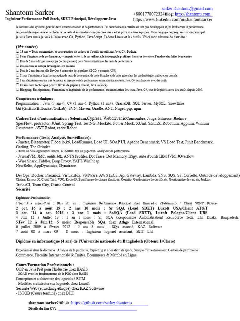 Ingénieur Performance Full Stack Expert | PDF | Java (Langage de ...