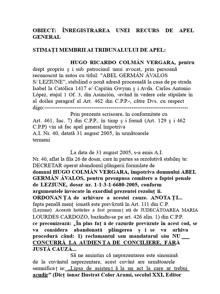 Model de Scrisoare de Apel | PDF