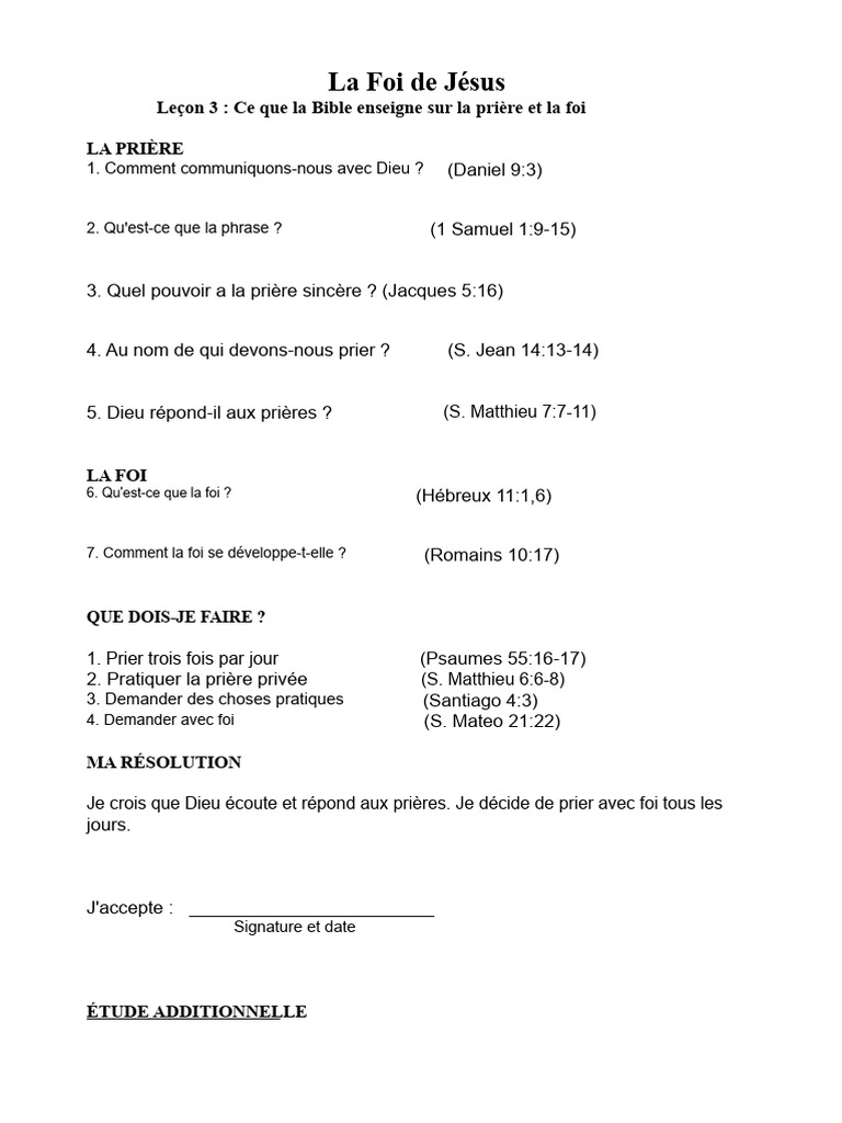 Prière et Foi : Enseignements Bibliques | PDF | Prière | Dieu