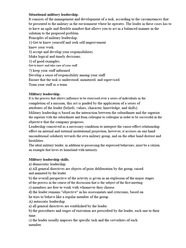 Principles of Situational Military Leadership | PDF