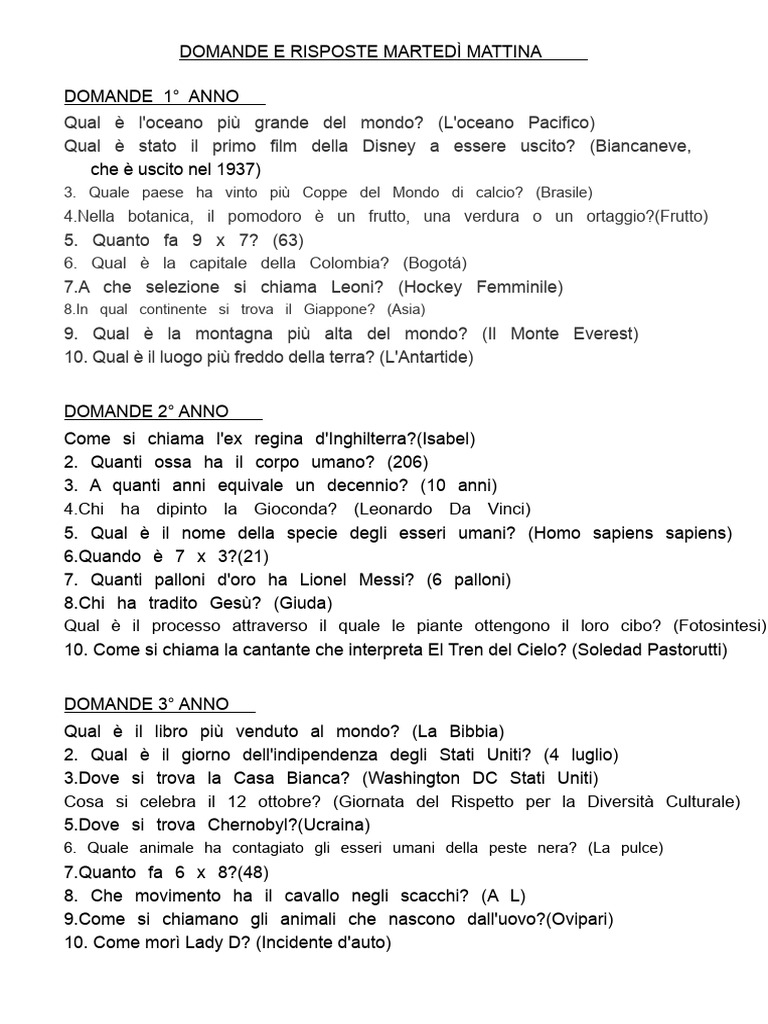 Domande e Risposte | PDF