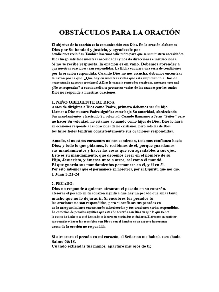 Razones por las que Dios no responde oraciones | PDF | Oración | Pecado