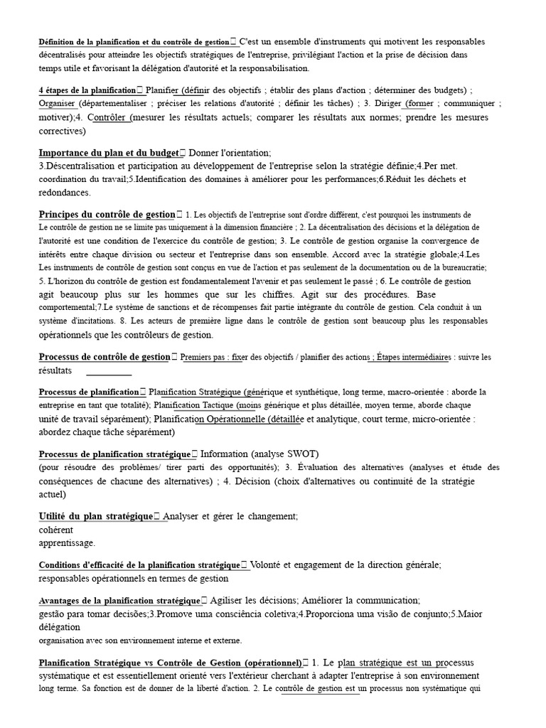 Planification Et Contrôle de Gestion | PDF | Planification | Budget