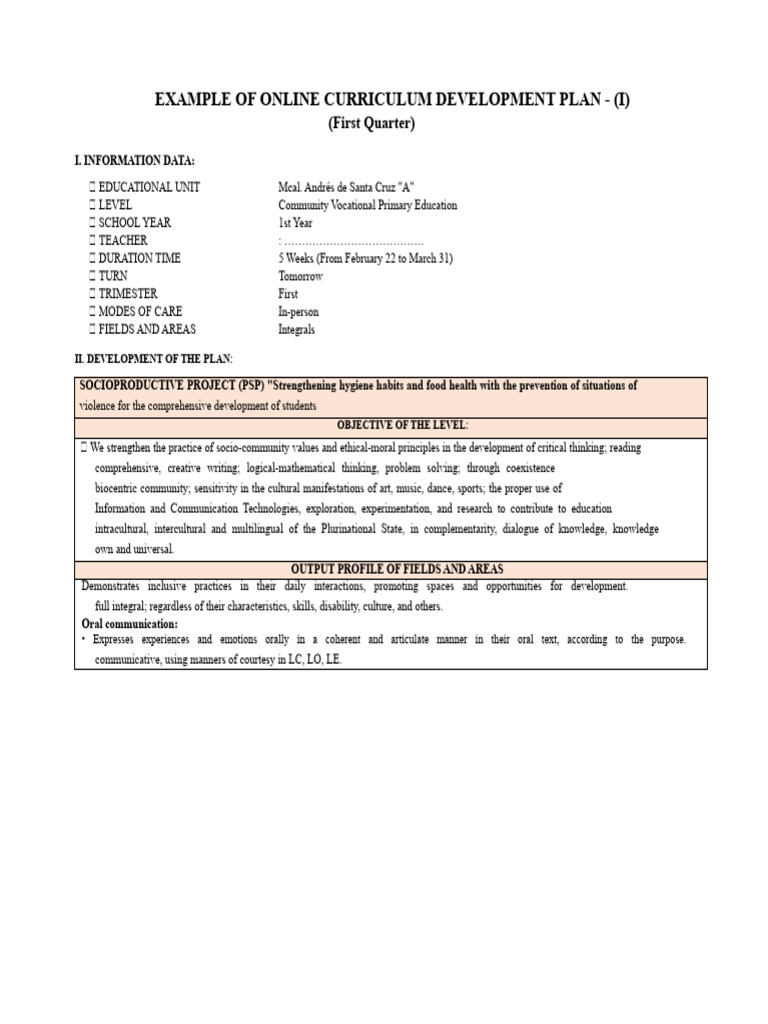 Online Curriculum Development Plan | PDF | Communication | Knowledge