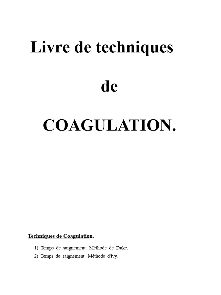 Techniques de Coagulation Sanguine | PDF | Coagulation | Sang