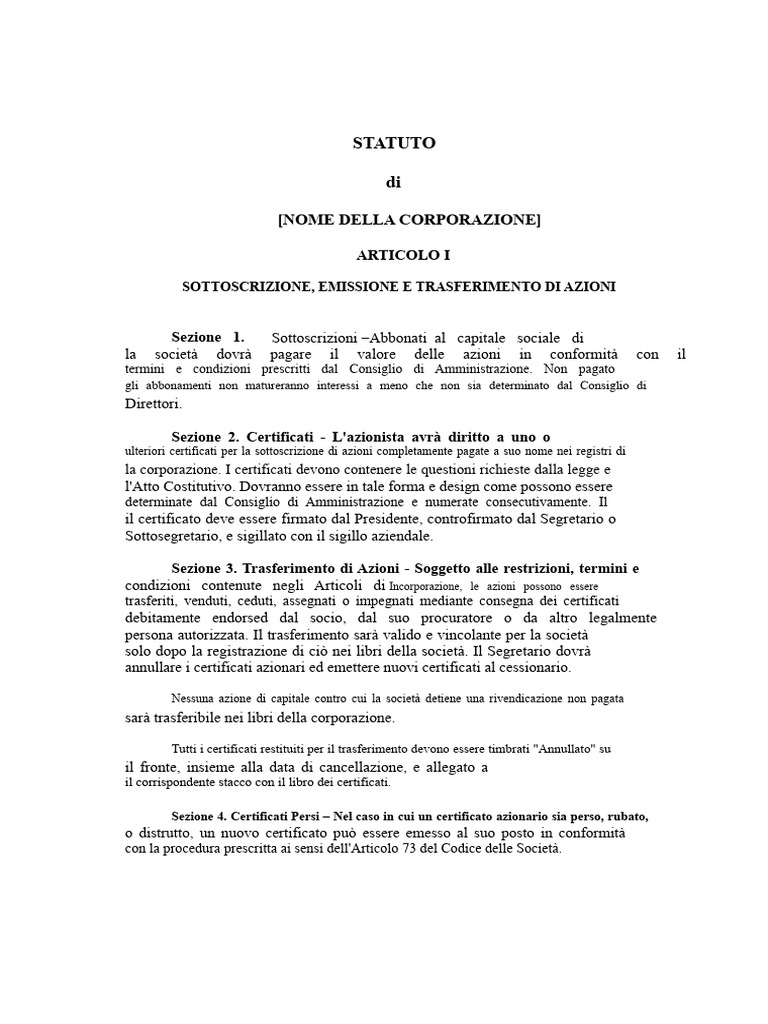 Statuti (Esempio) | PDF