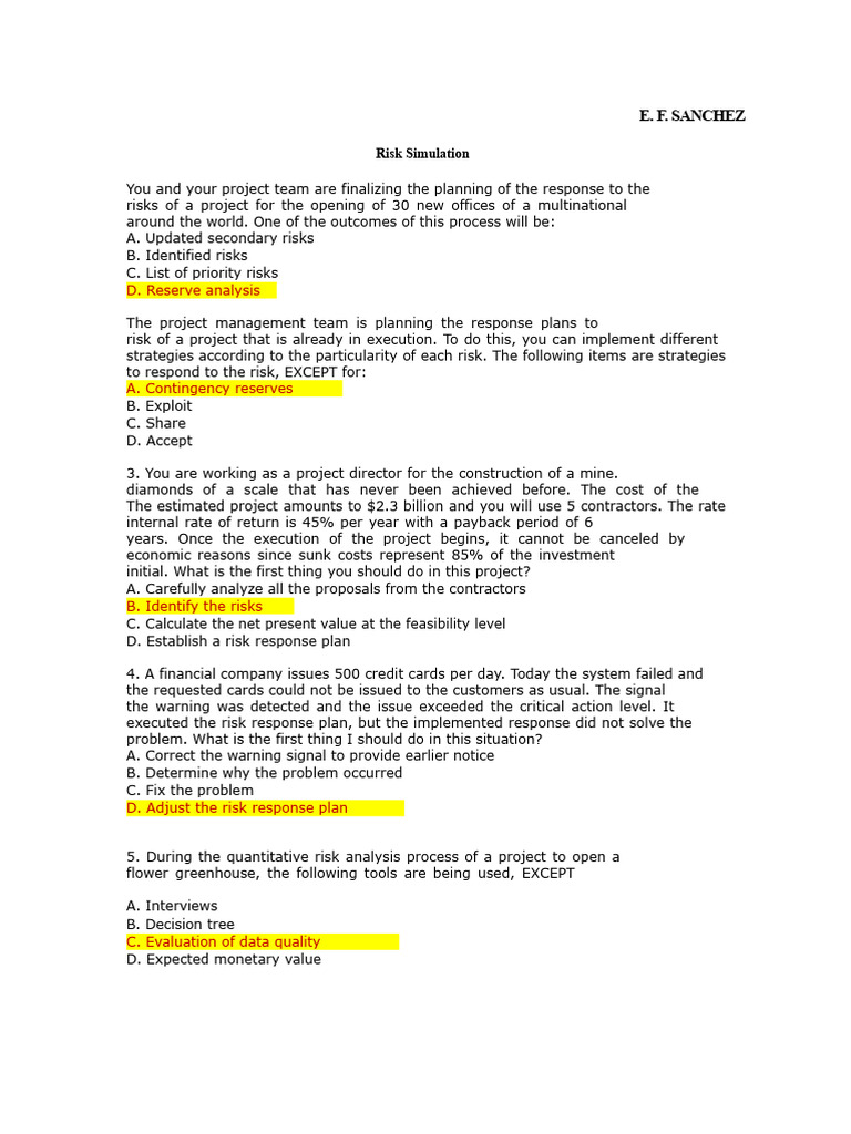 UNIT 9 Risk Simulation | PDF | Risk | Risk Management
