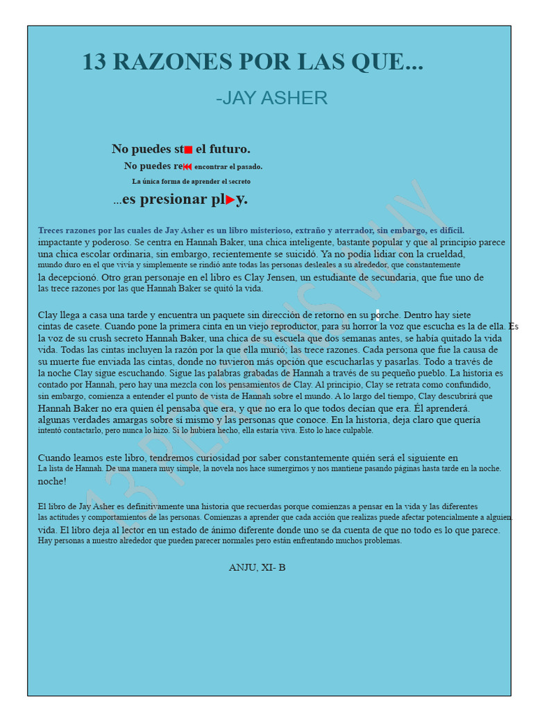 13 Razones Por Las Cuales | PDF