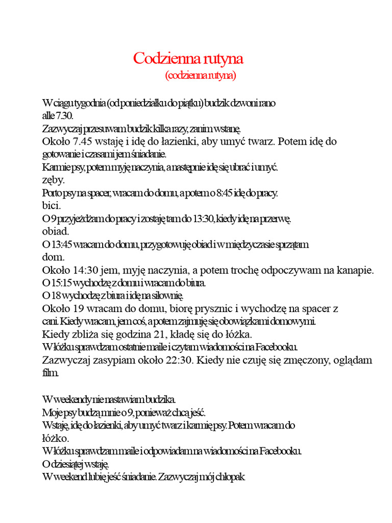 13.1 Codzienna Rutyna | PDF