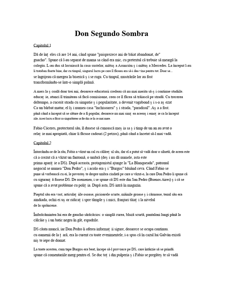 Don Segundo Sombra Rezumat | PDF