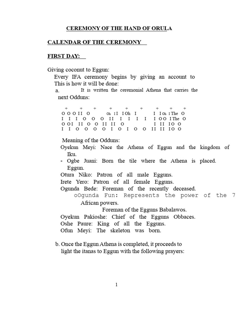 Hand of Orula Ceremony Overview | PDF