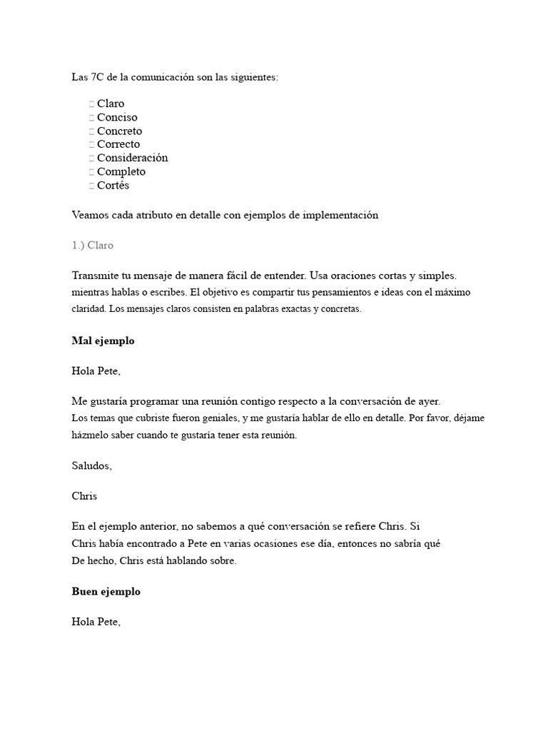 Las 7Cs de La Comunicación | PDF | Comunicación