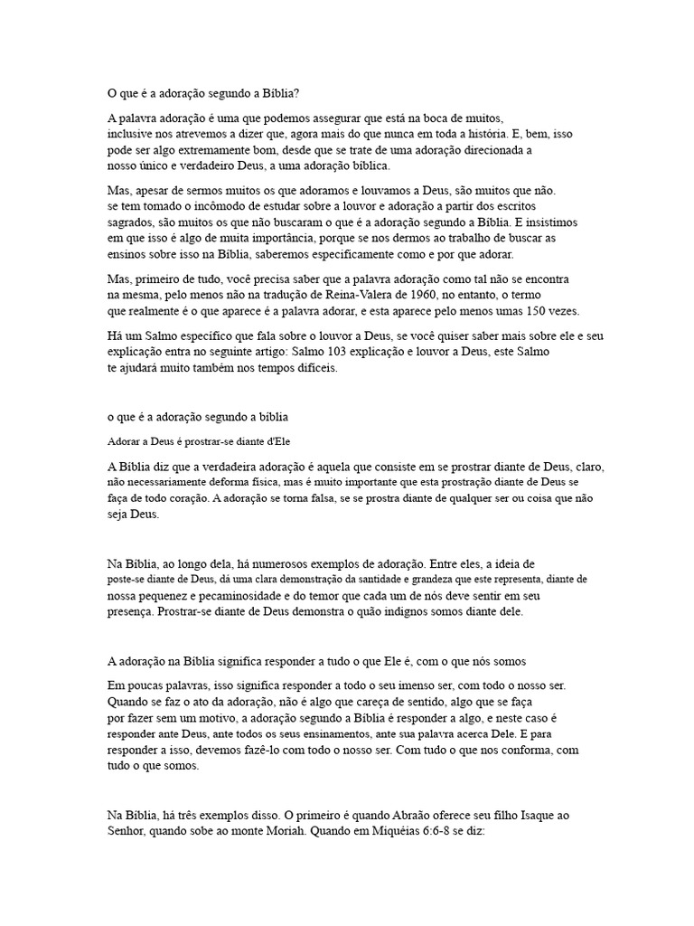 Adoração na Bíblia: Significado e Prática | PDF | Deus | Oração