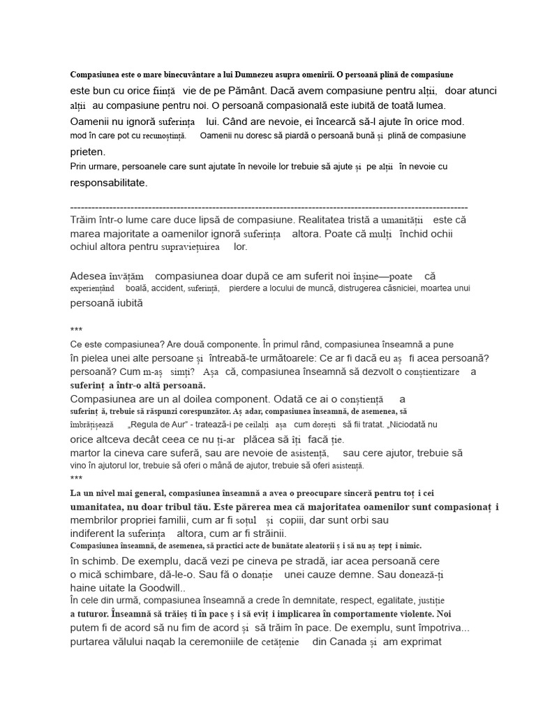 Eseu Despre Compasiune | PDF