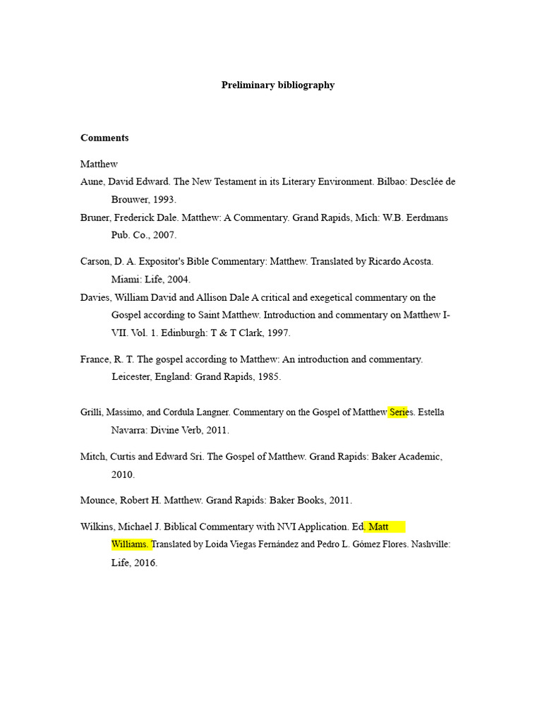 Preliminary Bibliography Example | PDF | Canonical Gospels | New ...