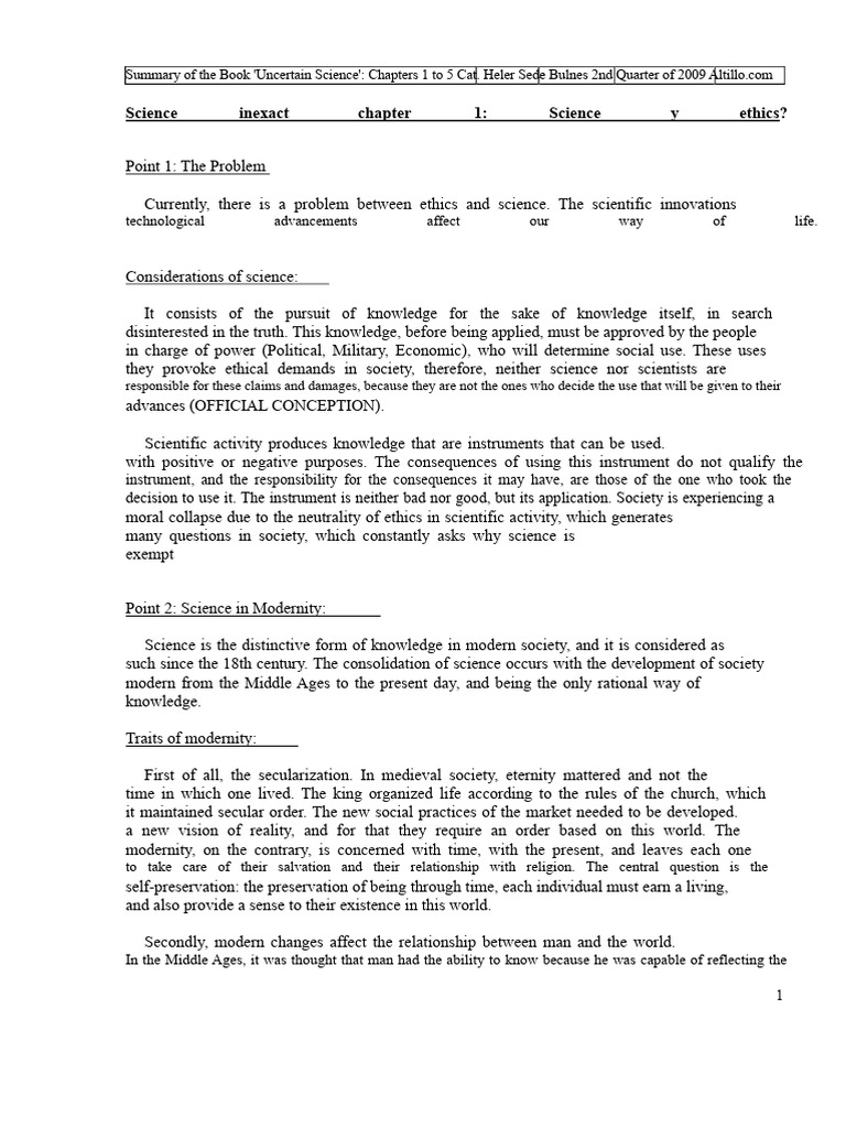 Summary UBA of The Book Uncertain Science Heler | PDF | Hypothesis ...