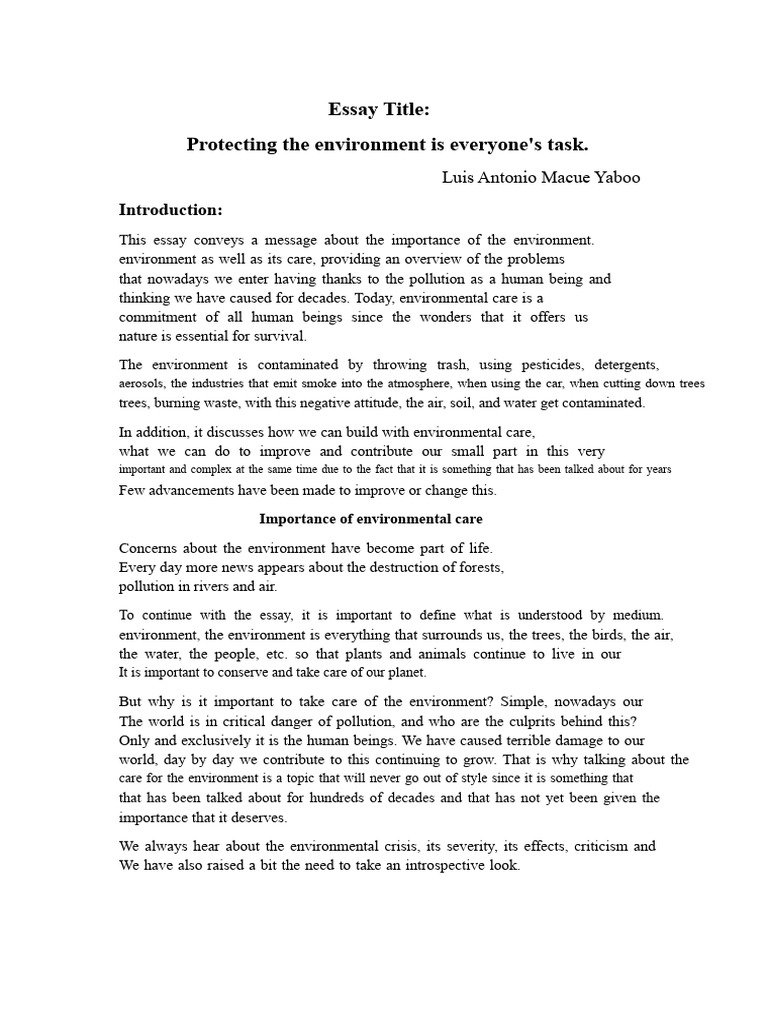 Importance of Environmental Care | PDF | Waste | Natural Environment