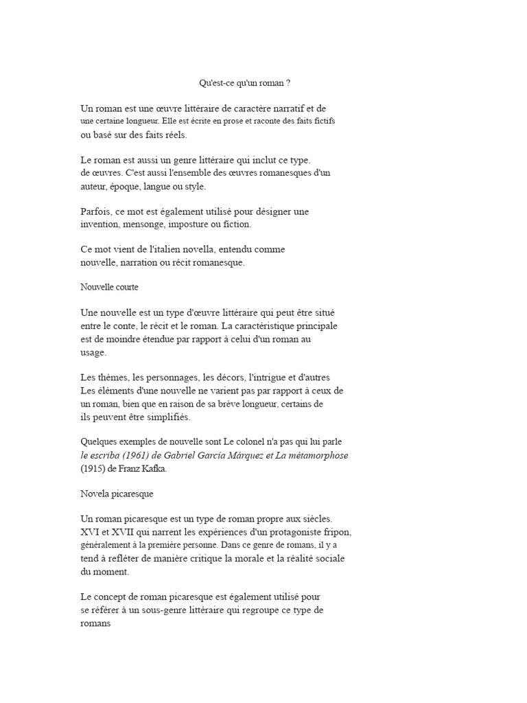 Qu'estCe Qu'un Roman PDF Romans Nouvelles — free download