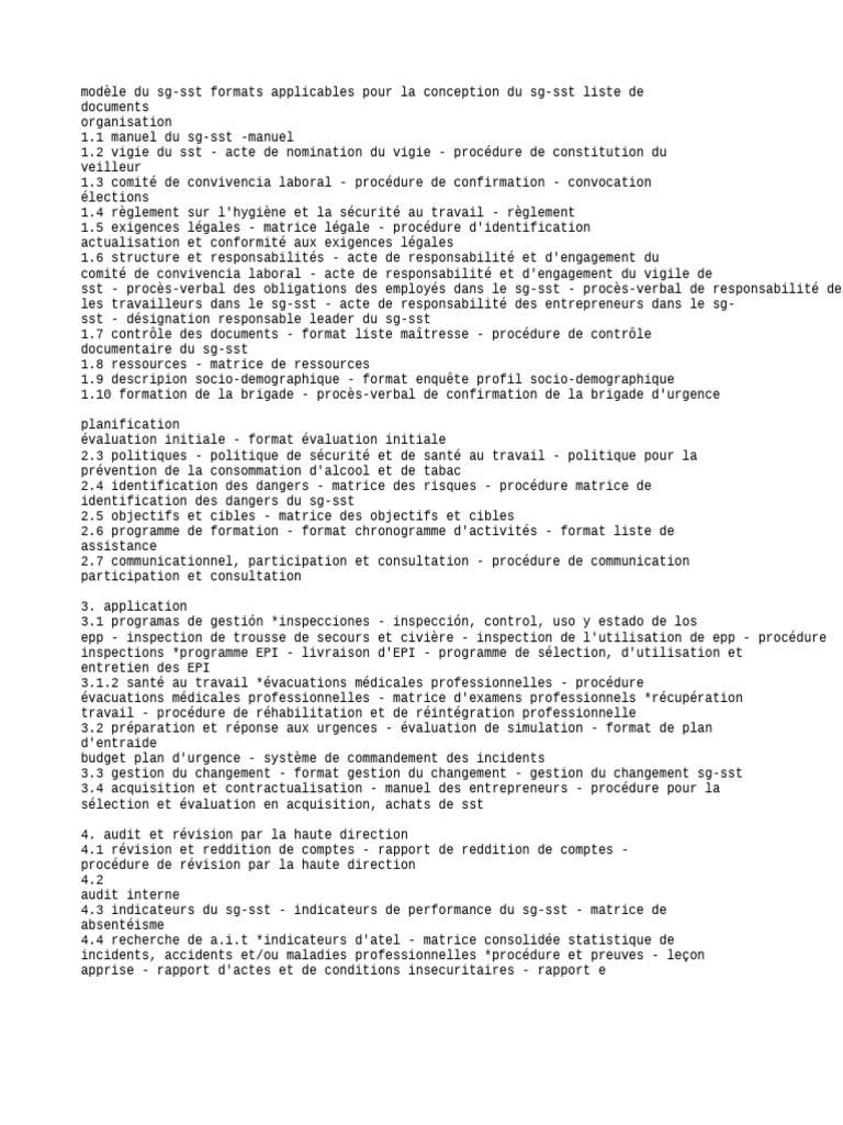 Modèle SG-SST : Documents et Procédures | PDF | Audit | Sécurité