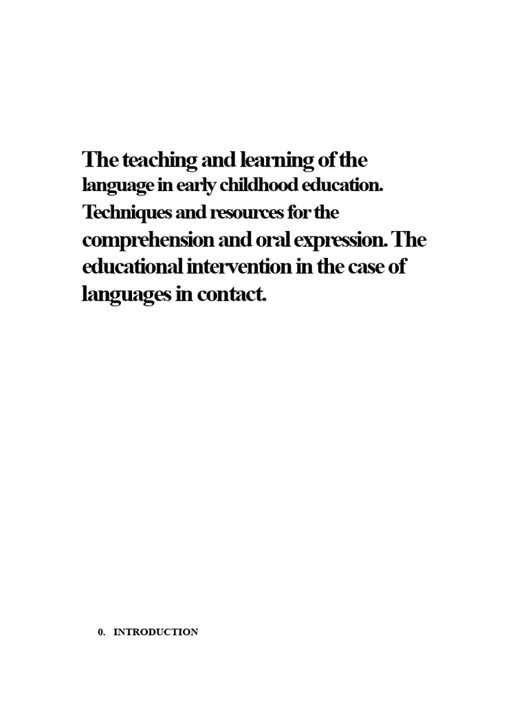 T.19. The Teaching and Learning of The Language in Early Childhood ...