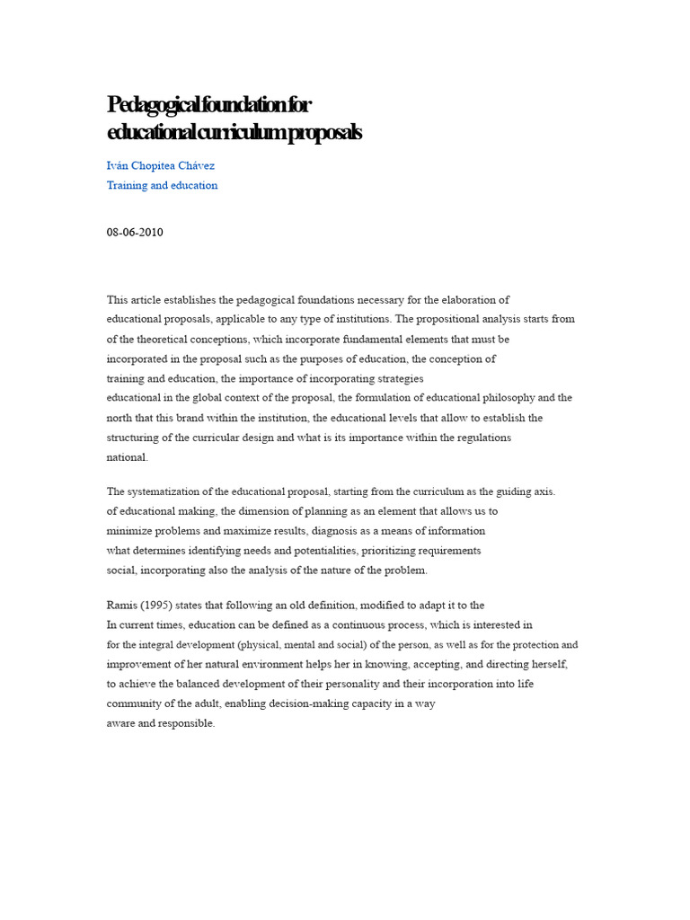 Pedagogical Foundations for Curriculum Design | PDF | Evaluation ...