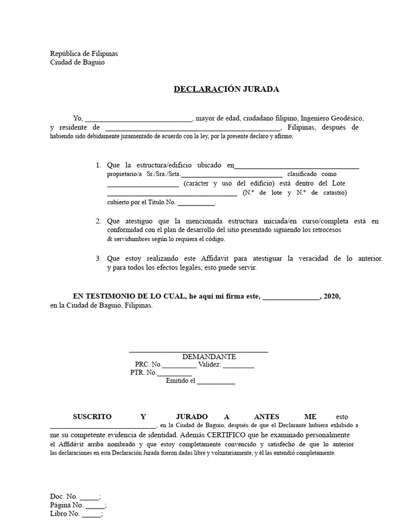 Declaración Jurada en Filipinas | PDF