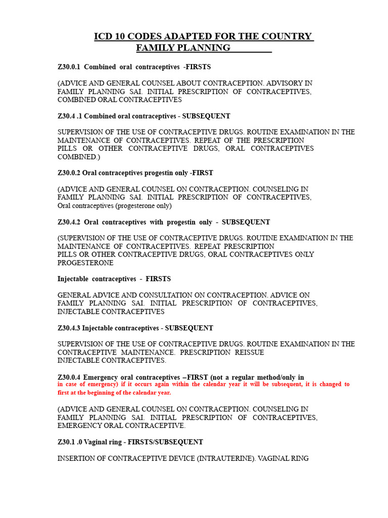 ICD-10 Codes for Contraceptive Counseling | PDF | Birth Control ...