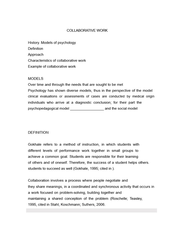 Understanding Collaborative Work in Education | PDF | Learning | Teachers