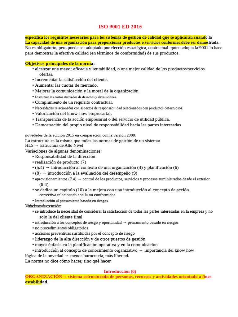 Requisitos y Novedades de ISO 9001:2015 | PDF | Calidad (comercial ...
