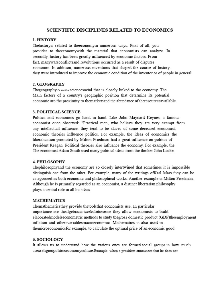 Interdisciplinary Links to Economics | PDF | Economics | Science