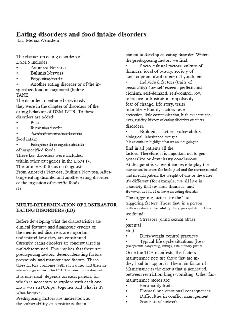 Understanding Eating Disorders and Their Factors | PDF | Eating ...