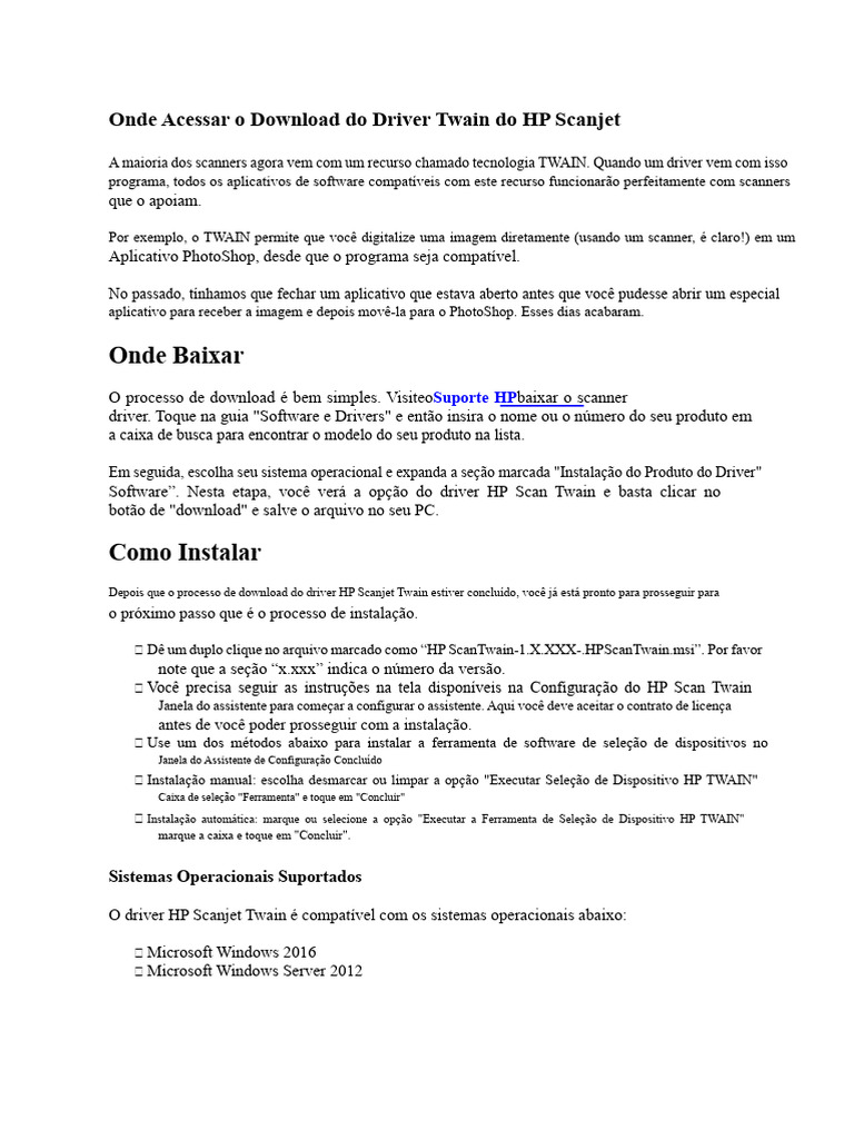Download do Driver HP Scan Twain | PDF | Microsoft Windows | Windows 10