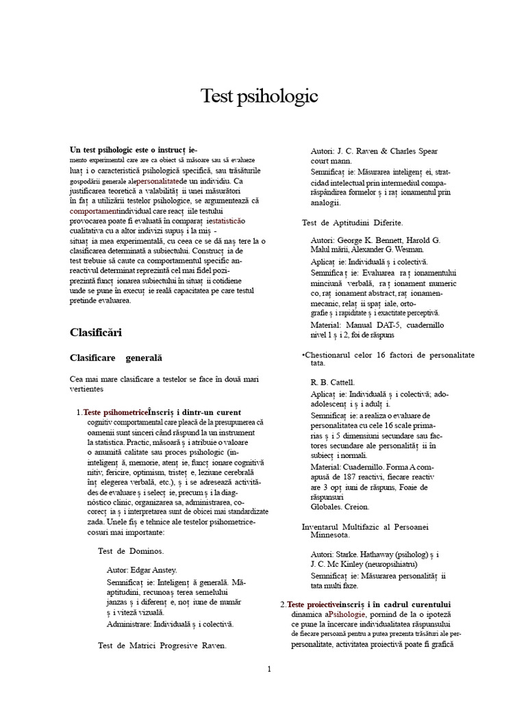 Test Psihologic | PDF