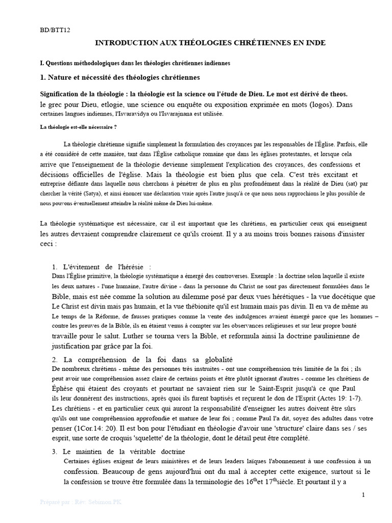Théologies chrétiennes en Inde : Introduction | PDF | Dieu | Théologie