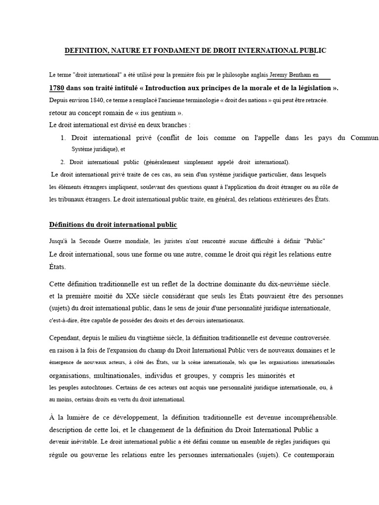 Comprendre le Droit International Public | PDF | Loi internationale | Loi