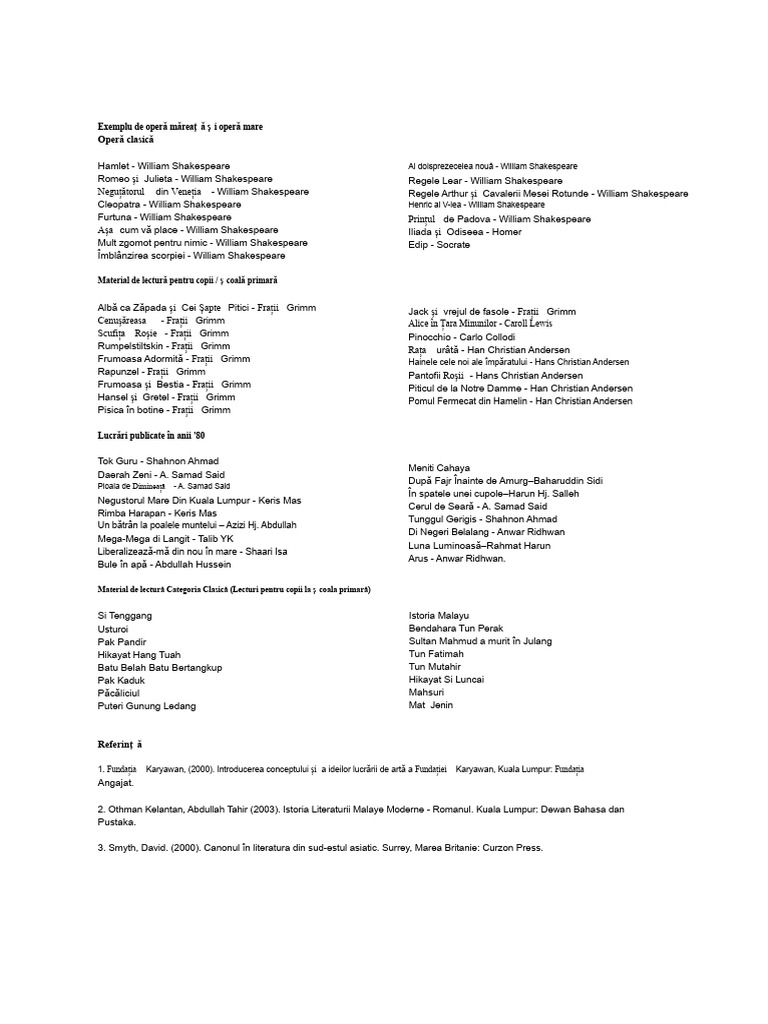 Exemplu de Operă Mare Și Lucrare Importante | PDF