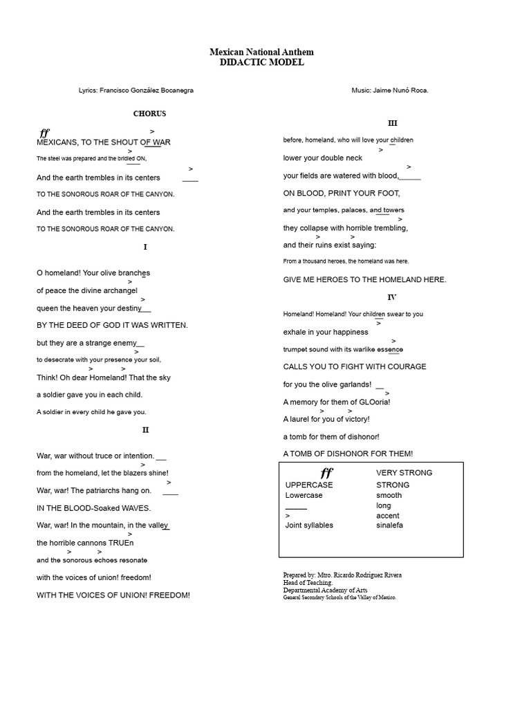 Mexican National Anthem Lyrics Analysis | PDF