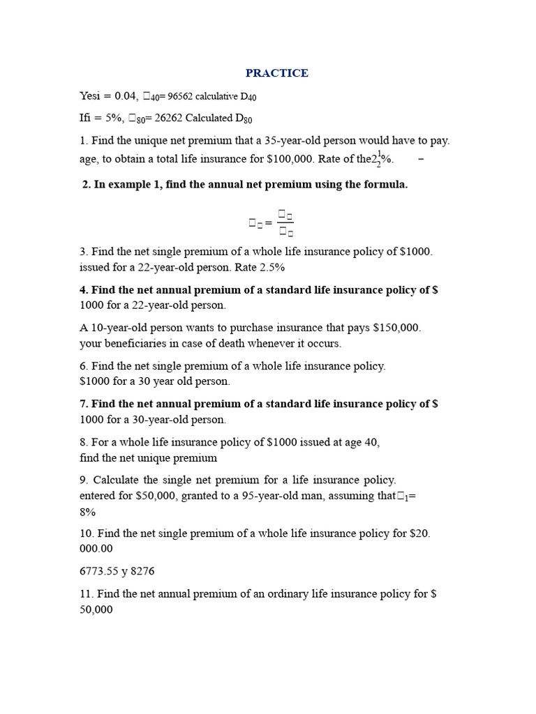 Life Insurance Premium Calculations Guide | PDF
