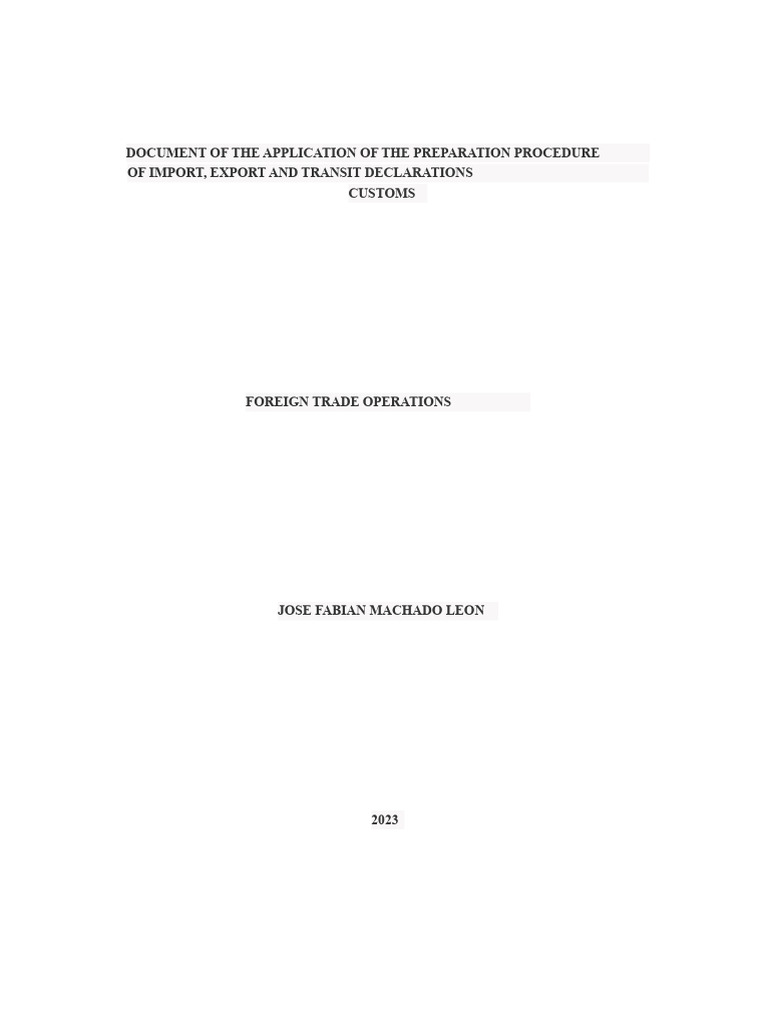 Import, Export, and Transit Procedures Guide | PDF | Customs | Imports