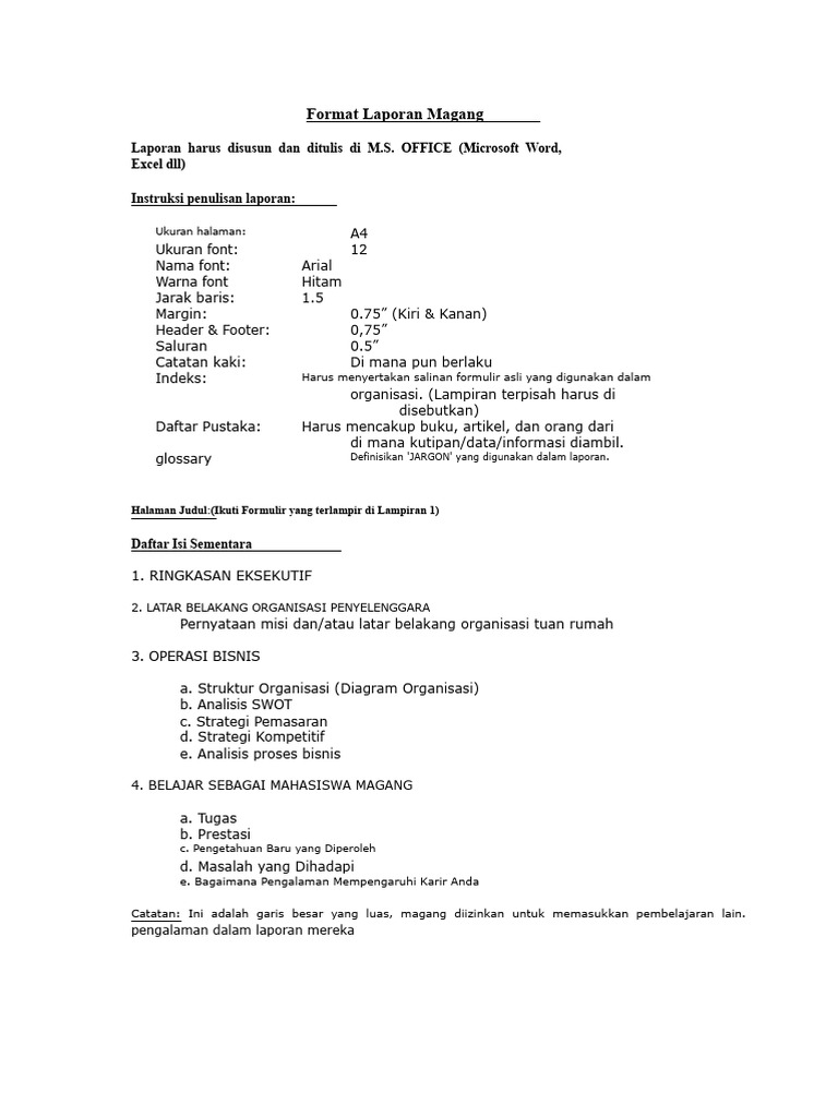 Format Laporan Magang | PDF