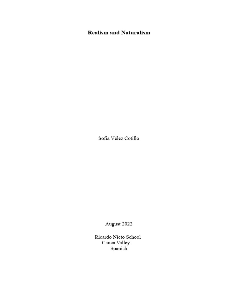 Realism and Naturalism APA Guidelines | PDF | Realism (Arts) | Reality